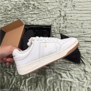 Saint Laurent White and Gold Sneakers